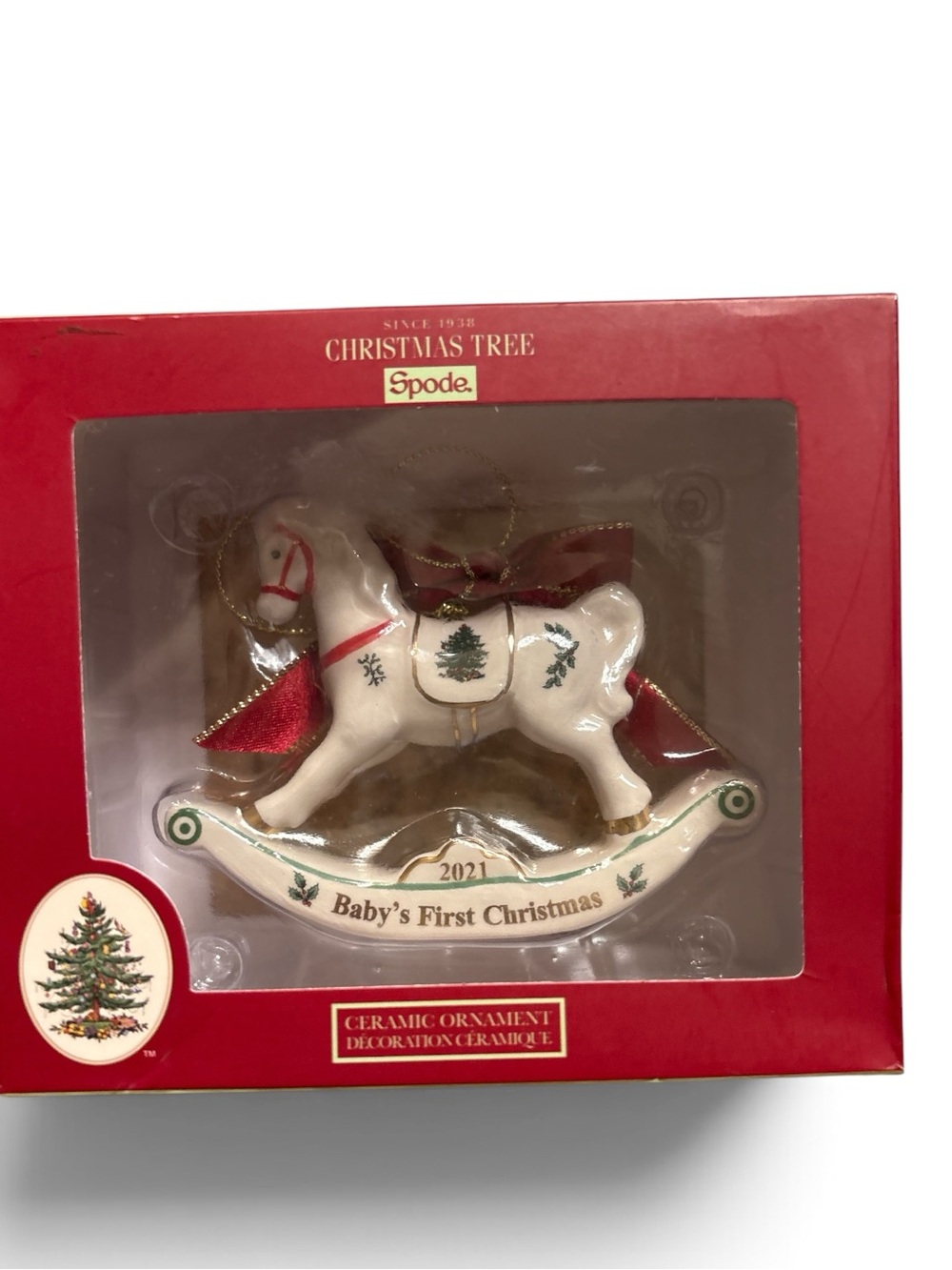 SPODE CHRISTMAS TREE BABY'S FIRST CHRISTMAS 2021 ROCKING HORSE ORNAMENT- NEW